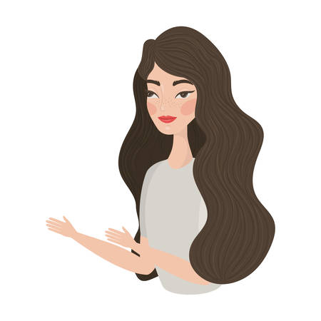 Cute woman cartoon drawing design, Girl female person people human and social media theme Vector illustrationのイラスト素材
