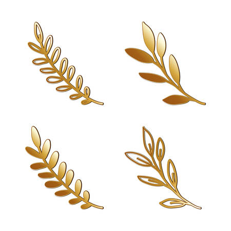 golden leaves design, Plant floral garden nature decoration ornament and season theme Vector illustrationのイラスト素材