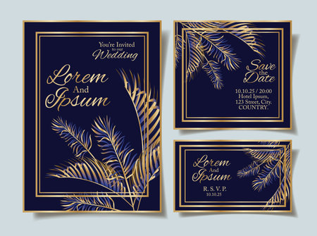 set of Invitation cards design, Wedding marriage love celebration holiday and engagement theme Vector illustrationのイラスト素材