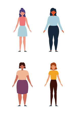 Avatar women design, Girls females person people human and social media theme Vector illustrationのイラスト素材