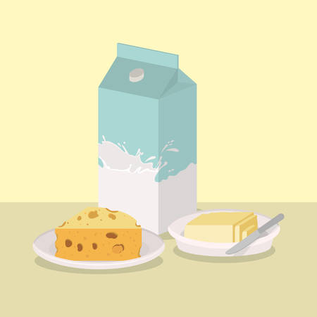 Breakfast cheese and butter design, Food meal fresh product natural market premium and cooking theme Vector illustrationのイラスト素材