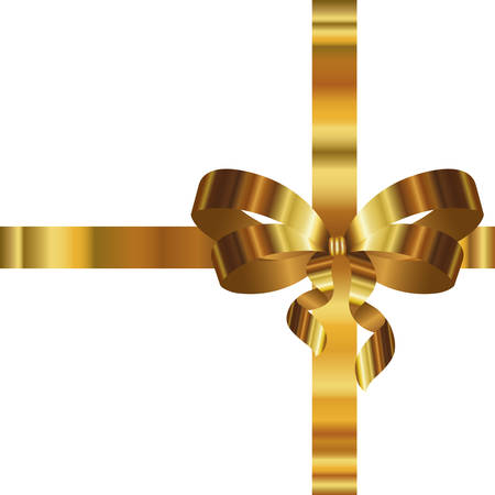 golden bow ribbon decorative icon vector illustration designのイラスト素材