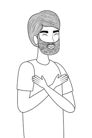 Man cartoon drawing design, Boy male person people human social media and portrait theme Vector illustrationのイラスト素材