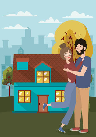 Couple of woman and man drawing design, Relationship love valentines day romance holiday and together theme Vector illustrationのイラスト素材