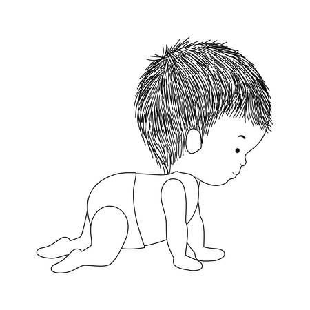 Cute baby boy with diaper design, Child newborn childhood kid innocence and little theme Vector illustrationのイラスト素材