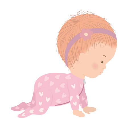 Cute baby girl with pajamas design, Child newborn childhood kid innocence and little theme Vector illustrationのイラスト素材