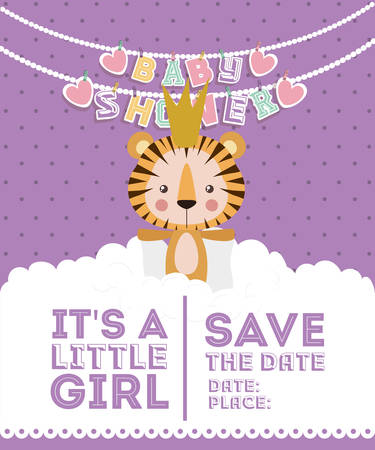 tiger cartoon design, Baby shower invitation party card and decoration theme Vector illustrationのイラスト素材