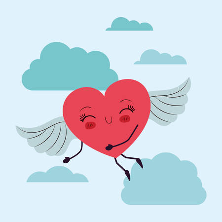 Heart cartoon design, Happy valentines day love passion romantic health wedding romance and decoration theme Vector illustrationのイラスト素材