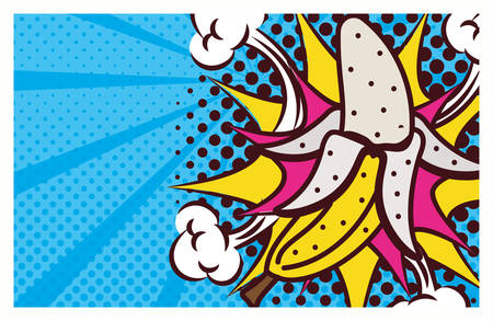 fresh fruit banana pop art style vector illustration designのイラスト素材
