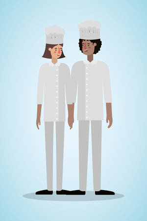 Woman and man chef design, Working occupation person job corporate employee and service theme Vector illustrationのイラスト素材
