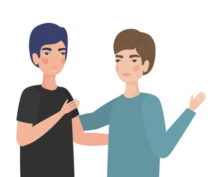 Cute men cartoons drawing design, Boys males person people human and social media theme Vector illustrationのイラスト素材