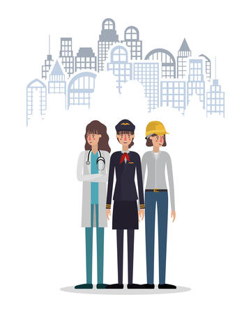 Professional avatars women design, Working occupation person job corporate employee and service theme Vector illustrationのイラスト素材