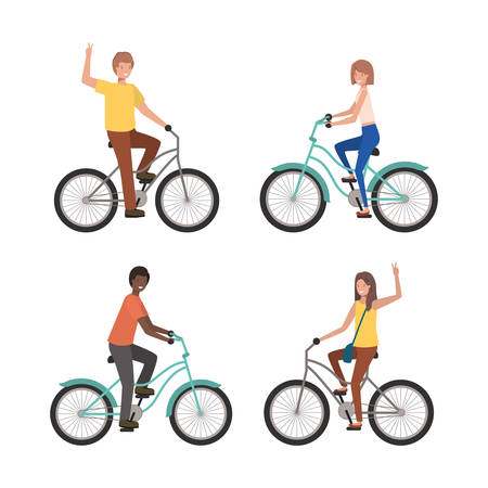 People riding bikes design, Vehicle bicycle cycle lifestyle sport and transportation theme Vector illustrationのイラスト素材