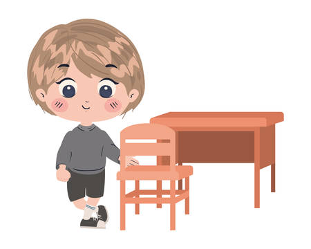 Boy cartoon and desk design, Kid childhood little people lifestyle and person theme Vector illustrationのイラスト素材