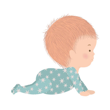 Cute baby boy with pajamas design, Child newborn childhood kid innocence and little theme Vector illustrationのイラスト素材