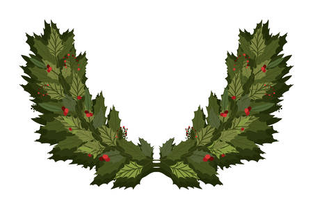 Winter leaves wreath design, Merry christmas season decoration card invitation celebration and holiday theme Vector illustrationのイラスト素材