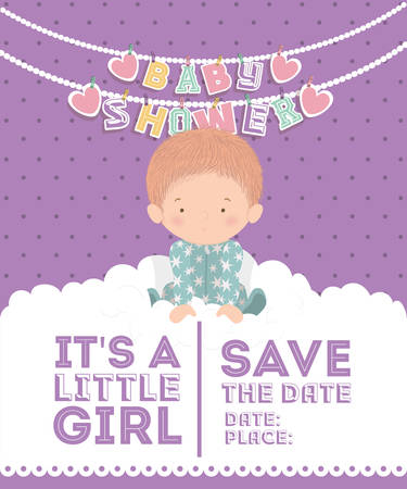 Baby shower and baby boy design, Invitation party card decoration love celebration arrival and born theme Vector illustrationのイラスト素材