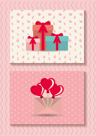 Hearts and gifts design, Happy valentines day love passion romantic health wedding romance and decoration theme Vector illustrationのイラスト素材