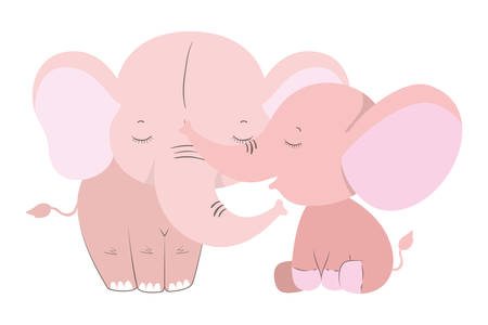 Cute elephants cartoons design, Animal zoo life nature character childhood and adorable theme Vector illustrationのイラスト素材