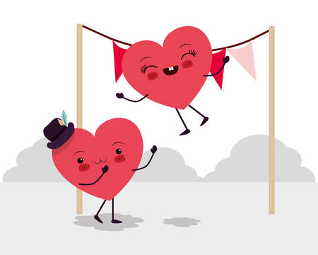 Heart cartoons design, Happy valentines day love passion romantic health wedding romance and decoration theme Vector illustrationのイラスト素材