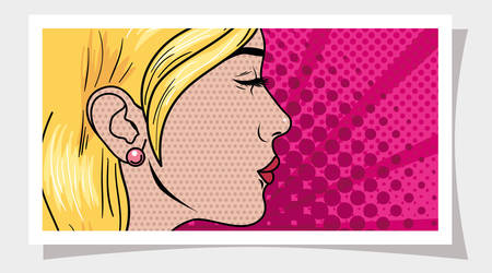 Retro and pop art woman design, Girl vintage face beauty classic fashion female style and lady theme Vector illustrationのイラスト素材