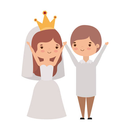 Bride and groom cartoon design, Wedding marriage love celebration invitation and engagement theme Vector illustrationのイラスト素材
