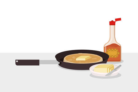 Breakfast pancake and butter design, Food meal fresh product natural market premium and cooking theme Vector illustrationのイラスト素材