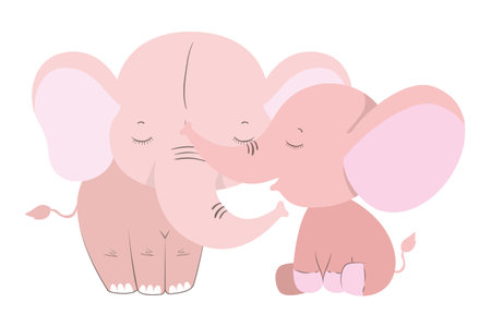 Cute elephants cartoons design, Animal zoo life nature character childhood and adorable theme Vector illustrationのイラスト素材