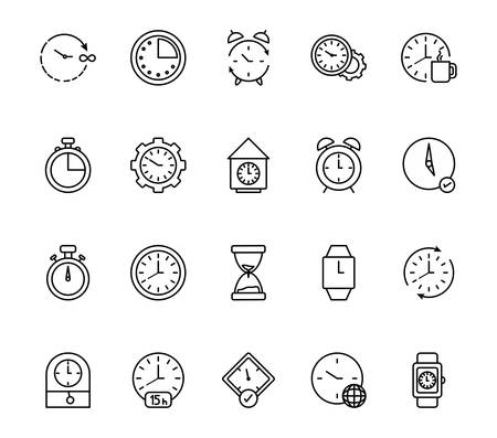 Clocks instruments icon set design, Time tool watch second deadline measure countdown and object theme Vector illustrationのイラスト素材