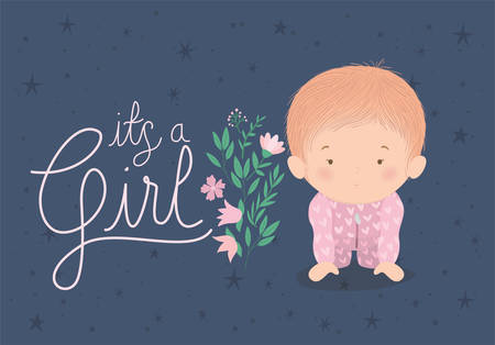 Baby girl design, Baby shower child newborn childhood kid innocence and little theme Vector illustrationのイラスト素材