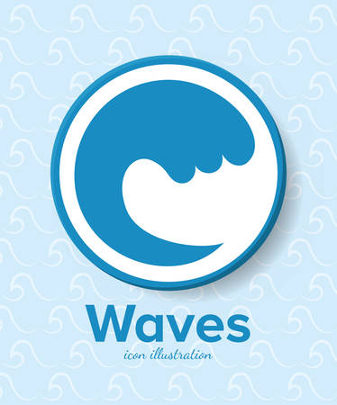 Blue wave icon inside circle design, Sea ocean water ripple clear surface tropical nature and aqua theme Vector illustrationのイラスト素材