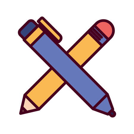 Pencil and pen design, Tool write office object instrument equipment draw art and learn theme Vector illustrationのイラスト素材