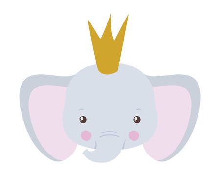 Cute elephant with crown design, Animal zoo life nature character childhood and adorable theme Vector illustrationのイラスト素材