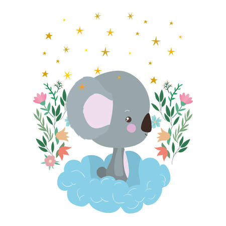 Cute koala cartoon over cloud design, Animal zoo life nature character childhood and adorable theme Vector illustrationのイラスト素材