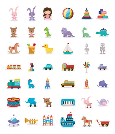 bundle of toys children icons vector illustrationのイラスト素材