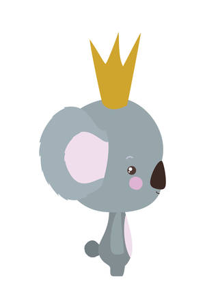 Cute koala with crown design, Animal zoo life nature character childhood and adorable theme Vector illustrationのイラスト素材