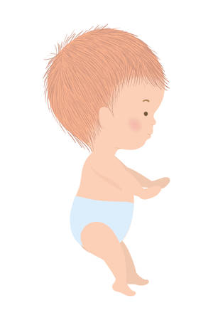 Cute baby boy with diaper design, Child newborn childhood kid innocence and little theme Vector illustrationのイラスト素材