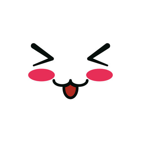 happy face cartoon design, Kawaii expression cute character funny and emoticon theme Vector illustrationのイラスト素材