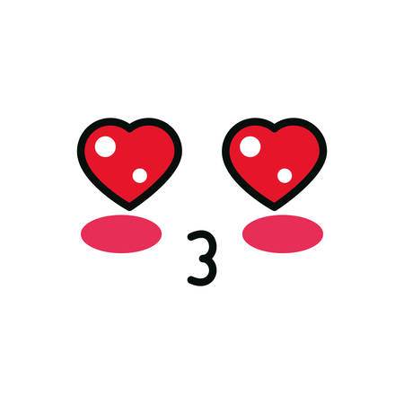 in love face cartoon design, Kawaii expression cute character funny and emoticon theme Vector illustrationのイラスト素材