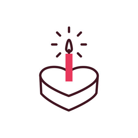 Heart cake with candle design of love passion romantic valentines day wedding decoration and marriage theme Vector illustrationのイラスト素材