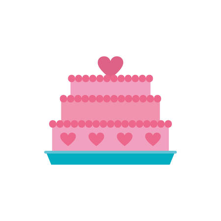 Cake with heart design of love passion romantic valentines day wedding decoration and marriage theme Vector illustrationのイラスト素材