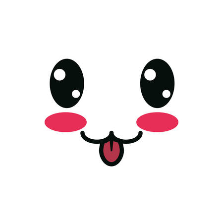 happy face cartoon design, Kawaii expression cute character funny and emoticon theme Vector illustrationのイラスト素材
