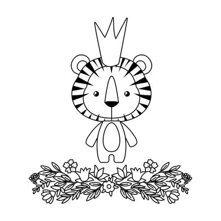 Cute tiger with crown design, Animal zoo life nature character childhood and adorable theme Vector illustrationのイラスト素材