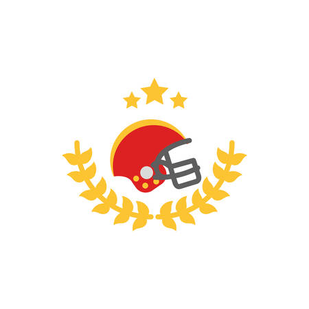 Helmet and leaves wreath design, American football super bowl sport hobby competition game training equipment tournement and play theme Vector illustrationのイラスト素材