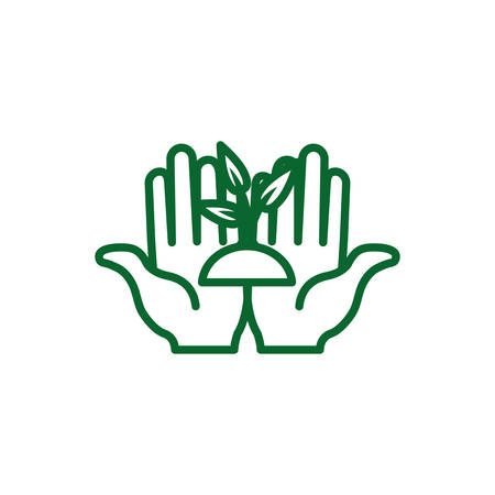 Hands holding plant design, Ecology eco save green natural environment protection and care theme Vector illustrationのイラスト素材