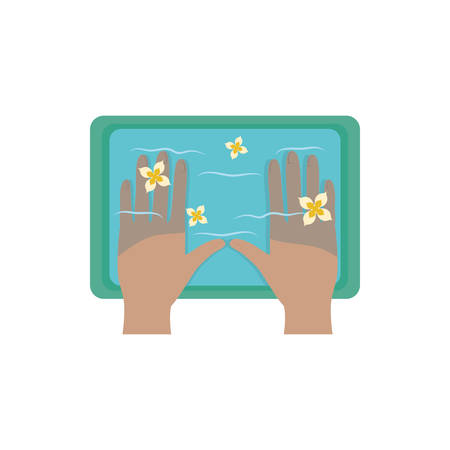 Hands inside water box design, Spa center healthy lifestyle care wellness relaxation skin therapy and female theme Vector illustrationのイラスト素材