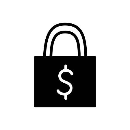 padlock silhouette style icon of money financial item banking commerce market payment buy currency accounting and invest theme Vector illustrationのイラスト素材