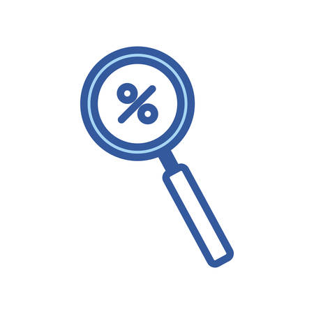 percentage inside lupe line and fill style icon of money financial item banking commerce market payment buy currency accounting and invest theme Vector illustrationのイラスト素材