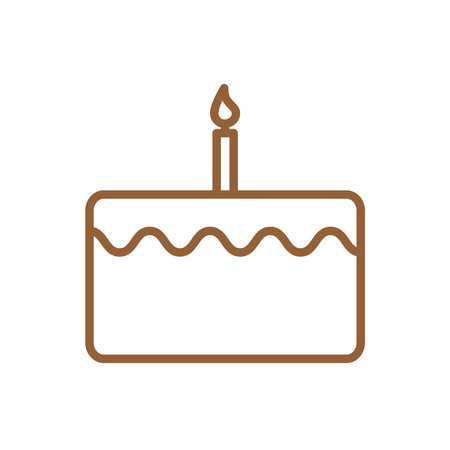 cake line style icon design, Happy birthday card celebration decoration surprise party anniversay...