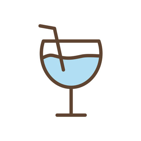 water cup drink line and fill style icon design, Beverage liquid menu restaurant lunch refreshment kitchen and meal theme Vector illustrationのイラスト素材